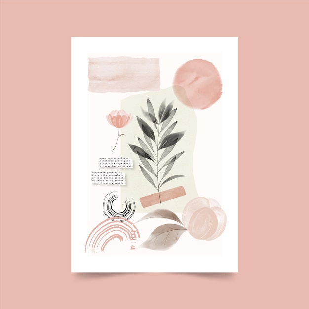 Watercolor vintage collage poster design template