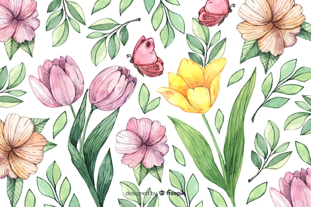 Free vector watercolor vintage floral background