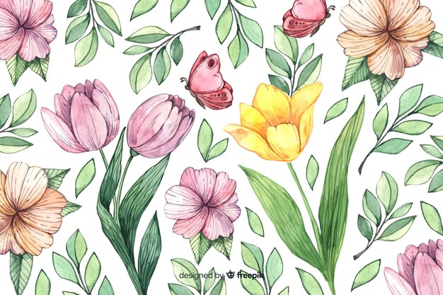 Watercolor vintage floral background