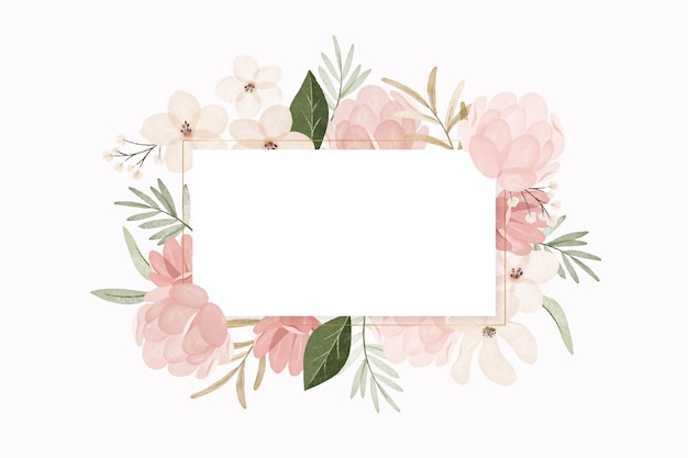 Watercolor Vintage Flowers With White Frame