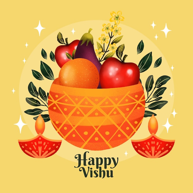 Free vector watercolor vishu illustration