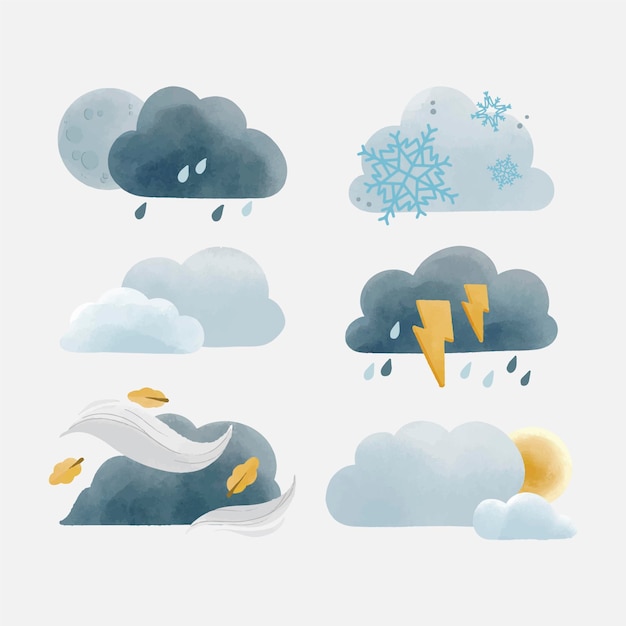 Watercolor weather effect collection