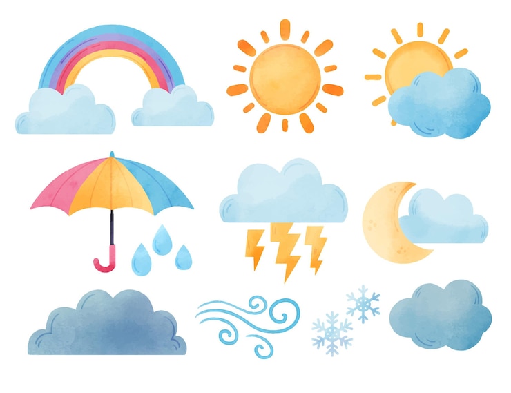 मुफ़्त वेक्टर watercolor weather effects collection