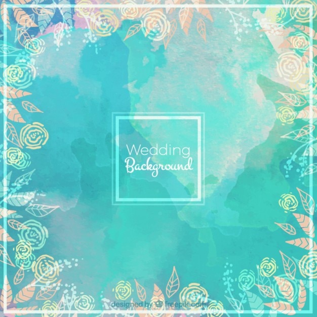 Free vector watercolor wedding background with a floral frame