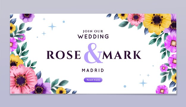 Watercolor wedding banner template