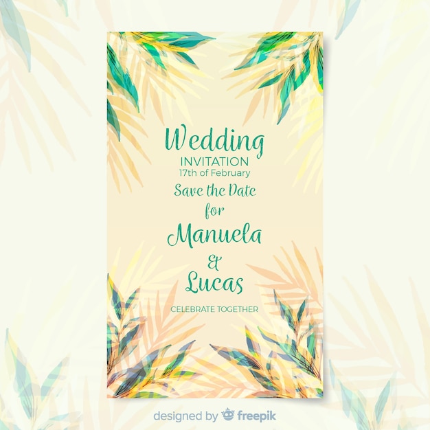 Watercolor wedding card template