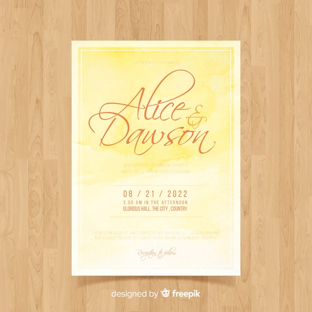 Free vector watercolor wedding card template