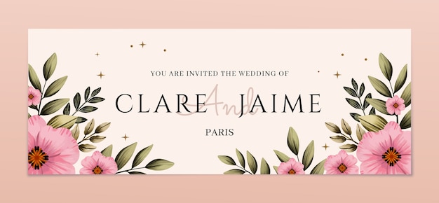 Free vector watercolor wedding  celebration facebook cover template