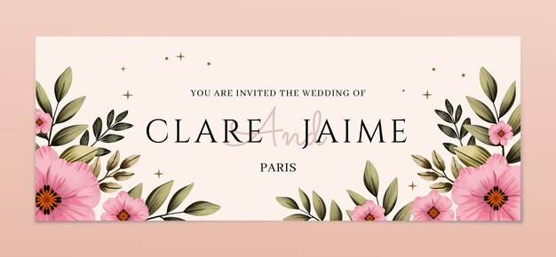 watercolor wedding  celebration facebook cover template
