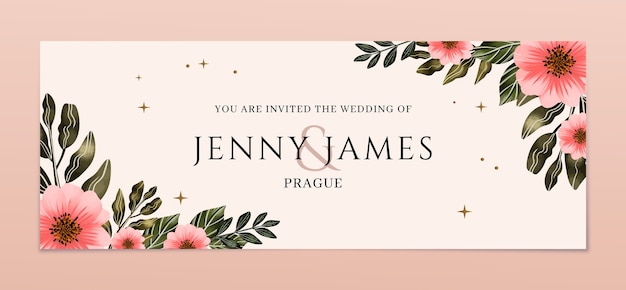 Vettore gratuito copertina facebook per la celebrazione del matrimonio ad acquerello