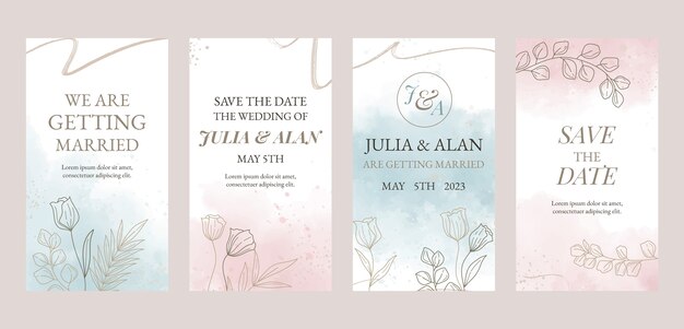 watercolor wedding celebration instagram stories