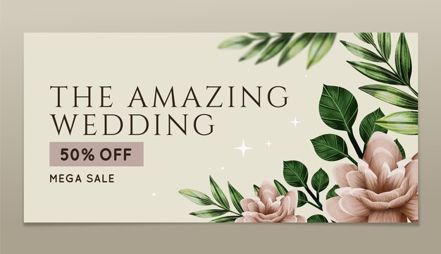 Watercolor wedding celebration sale banner template