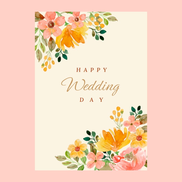 Watercolor wedding congratulations card