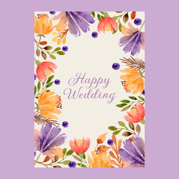 Free vector watercolor wedding congratulations card