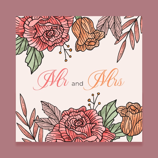 Free vector watercolor wedding congratulations card