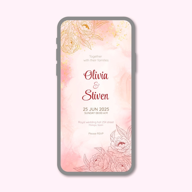 Free vector watercolor wedding digital invitation template