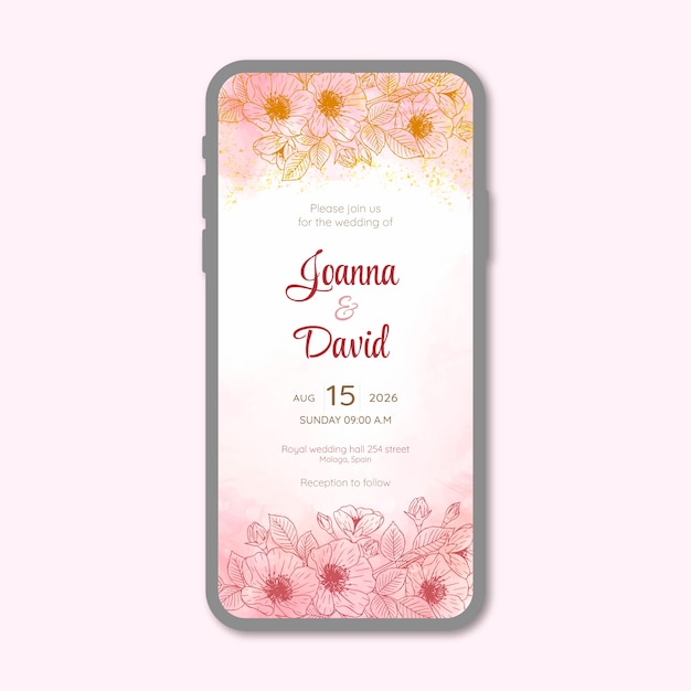 Free vector watercolor wedding digital invitation template