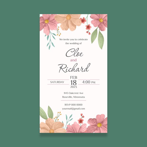 Watercolor wedding digital invitation