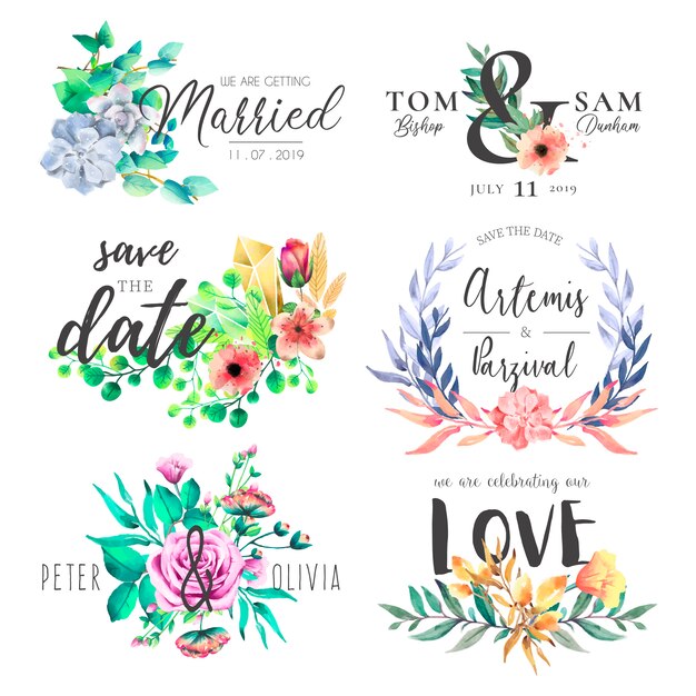 Watercolor Wedding Frame Collection