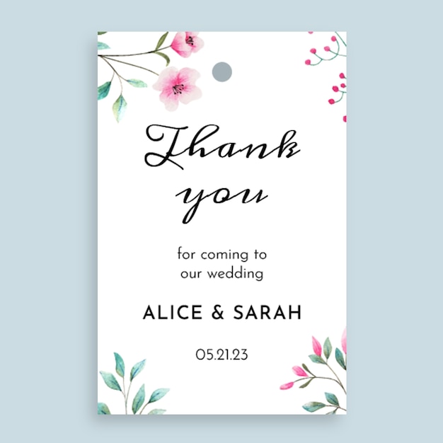 Watercolor wedding gift tag template