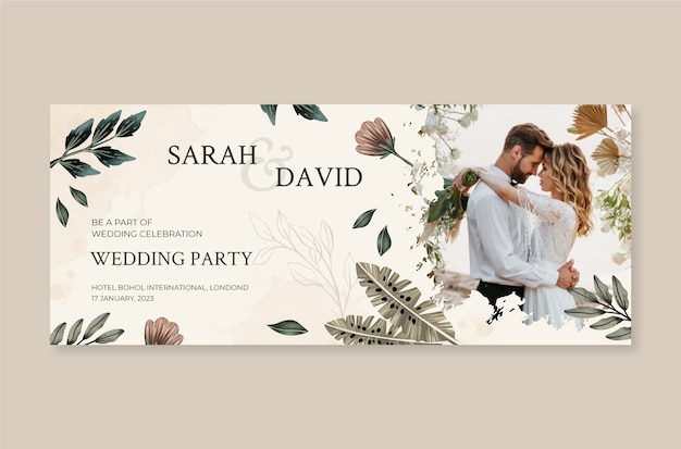 Free vector watercolor wedding horizontal banners