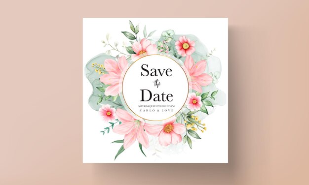 watercolor wedding invitation beautiful flower  template