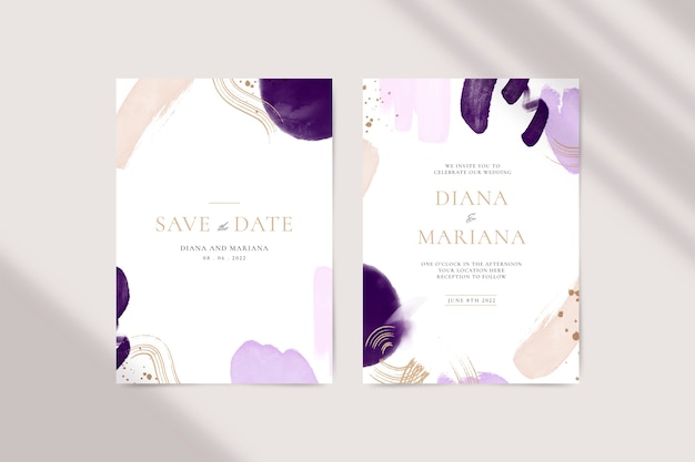 Watercolor wedding invitation card