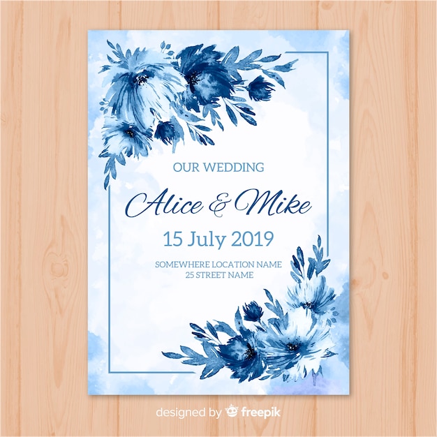 Free vector watercolor wedding invitation template