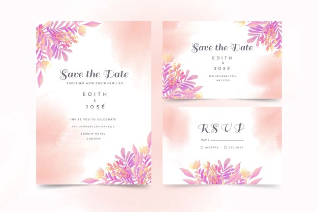 Watercolor wedding invitation template