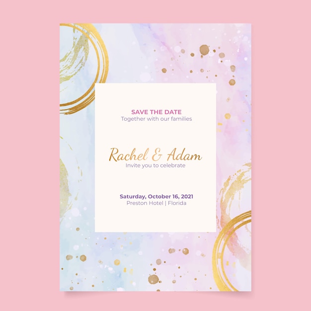 Free vector watercolor wedding invitation template