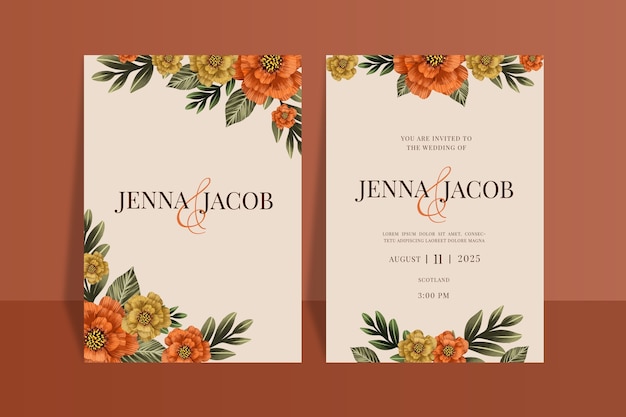 Free vector watercolor wedding invitation template