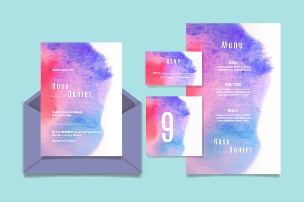 Free vector watercolor wedding invitation template