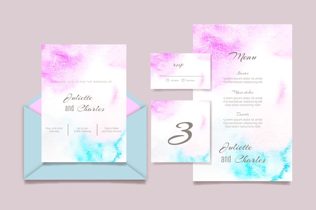 Watercolor wedding invitation template