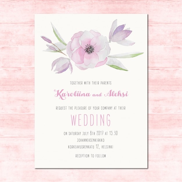 Free vector watercolor wedding invitation