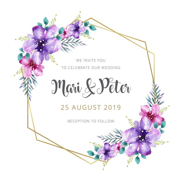 Free vector watercolor wedding invitation