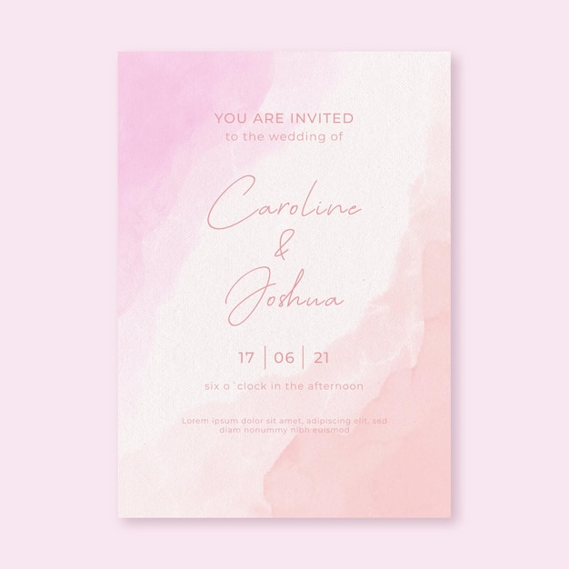 Free vector watercolor wedding invitation