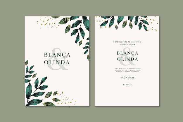 Free vector watercolor wedding invitations in spanish