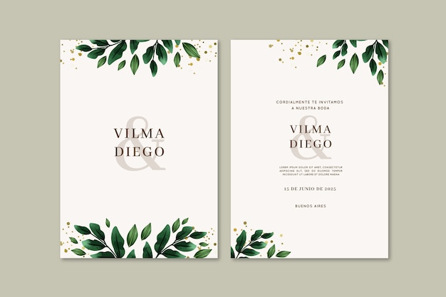 Free vector watercolor wedding invitations in spanish