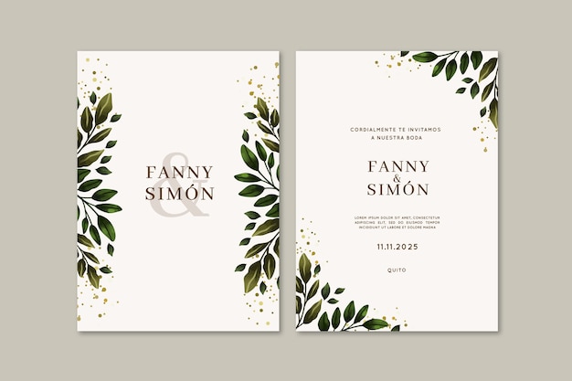 Free vector watercolor wedding invitations in spanish