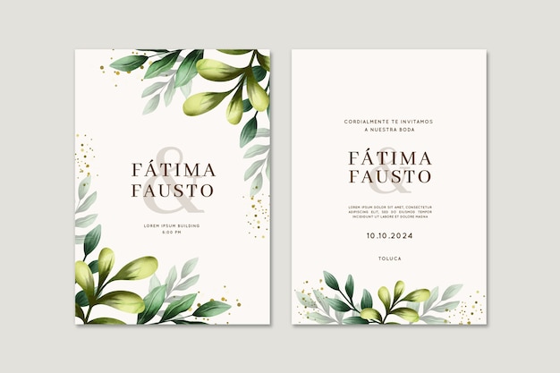 Free vector watercolor wedding invitations in spanish