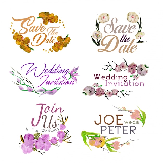 Free vector watercolor wedding invitations