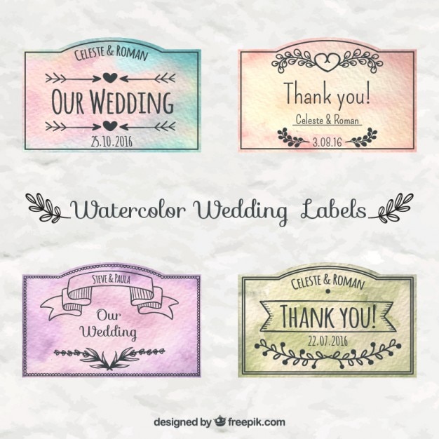 Watercolor wedding labels