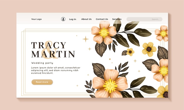 Free vector watercolor wedding landing page template