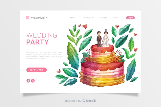 Free vector watercolor wedding landing page