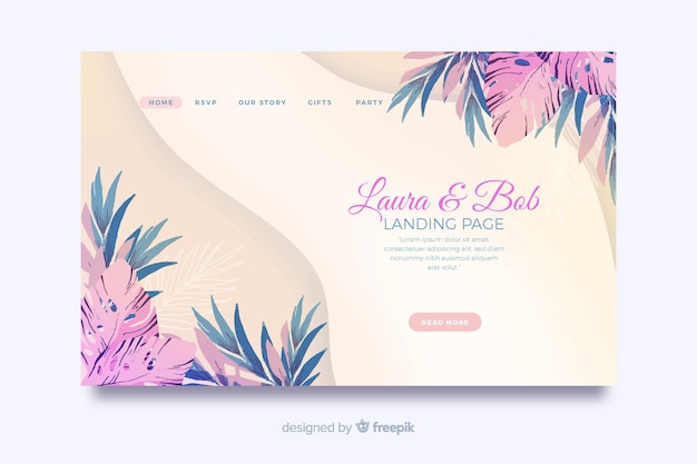 Free vector watercolor wedding landing page