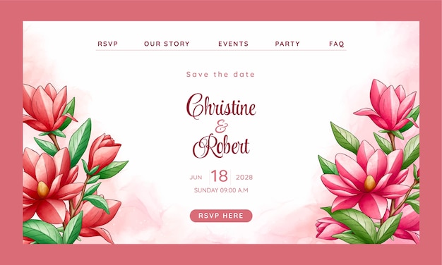 Free vector watercolor wedding landing page