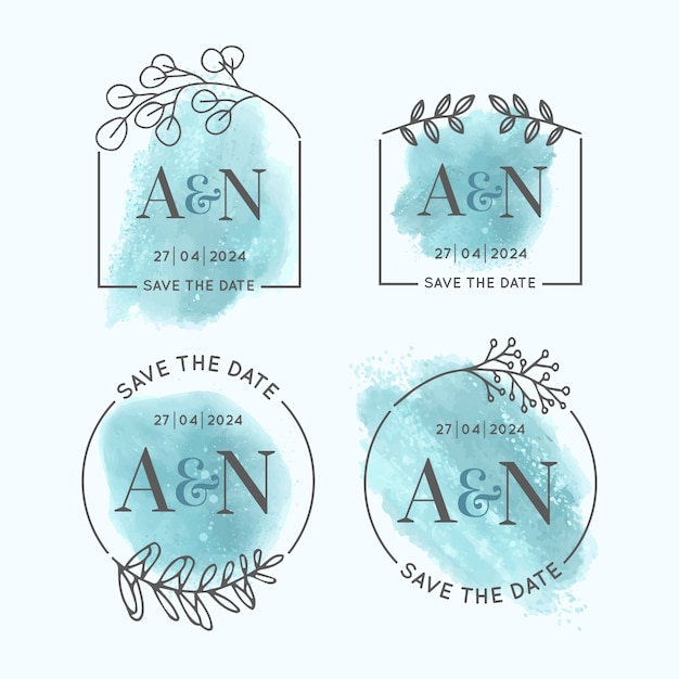 Free vector watercolor wedding logo design