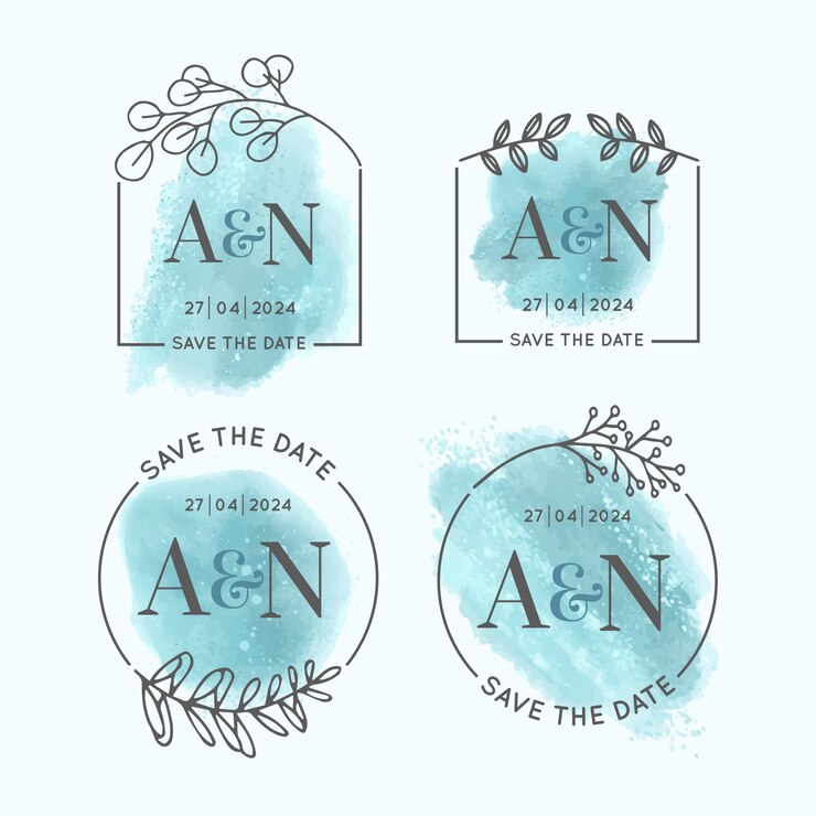 Free Vector watercolor wedding logo design
