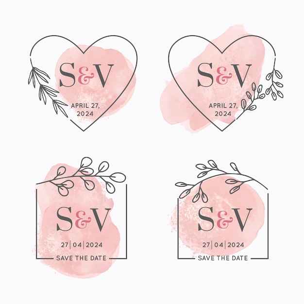 Free vector watercolor wedding logo design