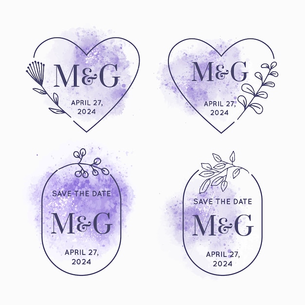 Free vector watercolor wedding logo design